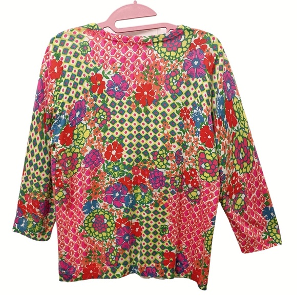 Talbots Multi-Color Floral Button Front Cardigan - Picture 3 of 10